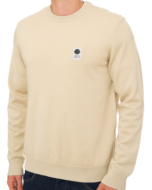 Pretty Green Pretty Green Merino Blend Crew Knit Stone