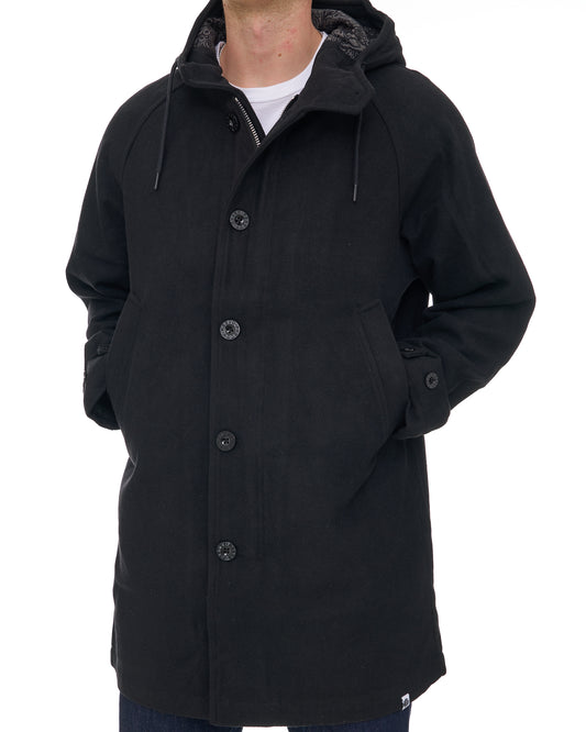 Pretty Green Pretty Green Wardour Wool Blend Parka Black