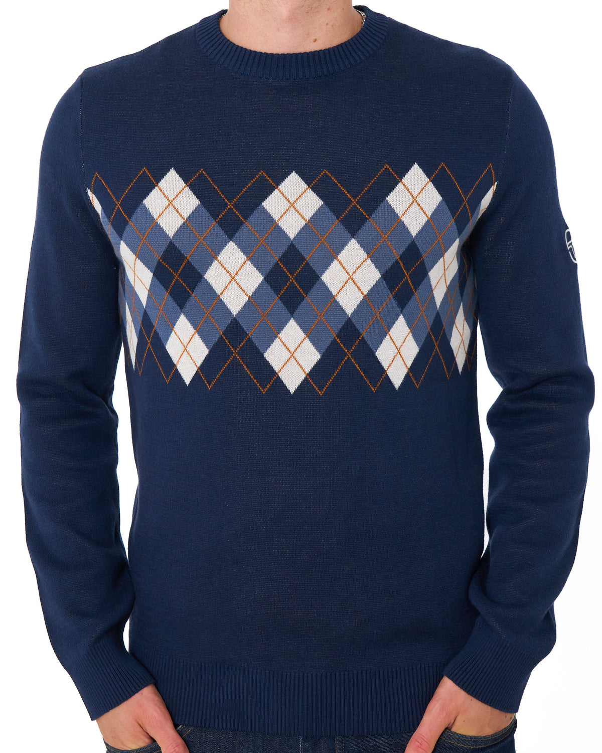 Sergio Tacchini Argyle Crew Knit Jumper Navy Blue