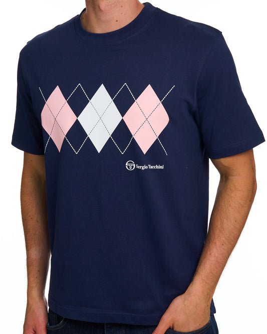 Sergio Tacchini Sergio Tacchini Diamond T-Shirt Marineblau Weiß Rosa