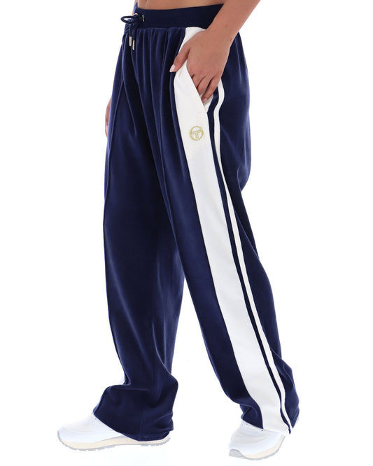 Sergio Tacchini Women Sergio Tacchini Erica Velour Track Pant Navy Blue/Gardenia