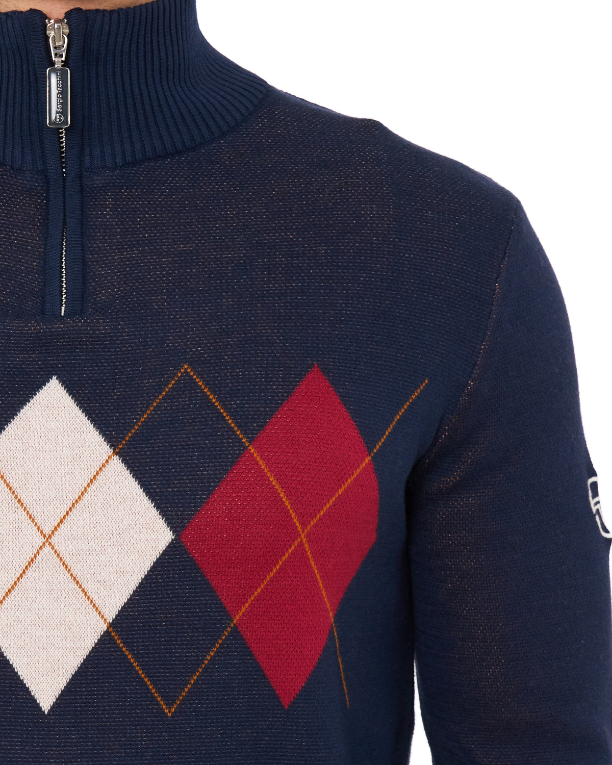 Sergio Tacchini Argyle 1/4 Zip Knit Navy Blue