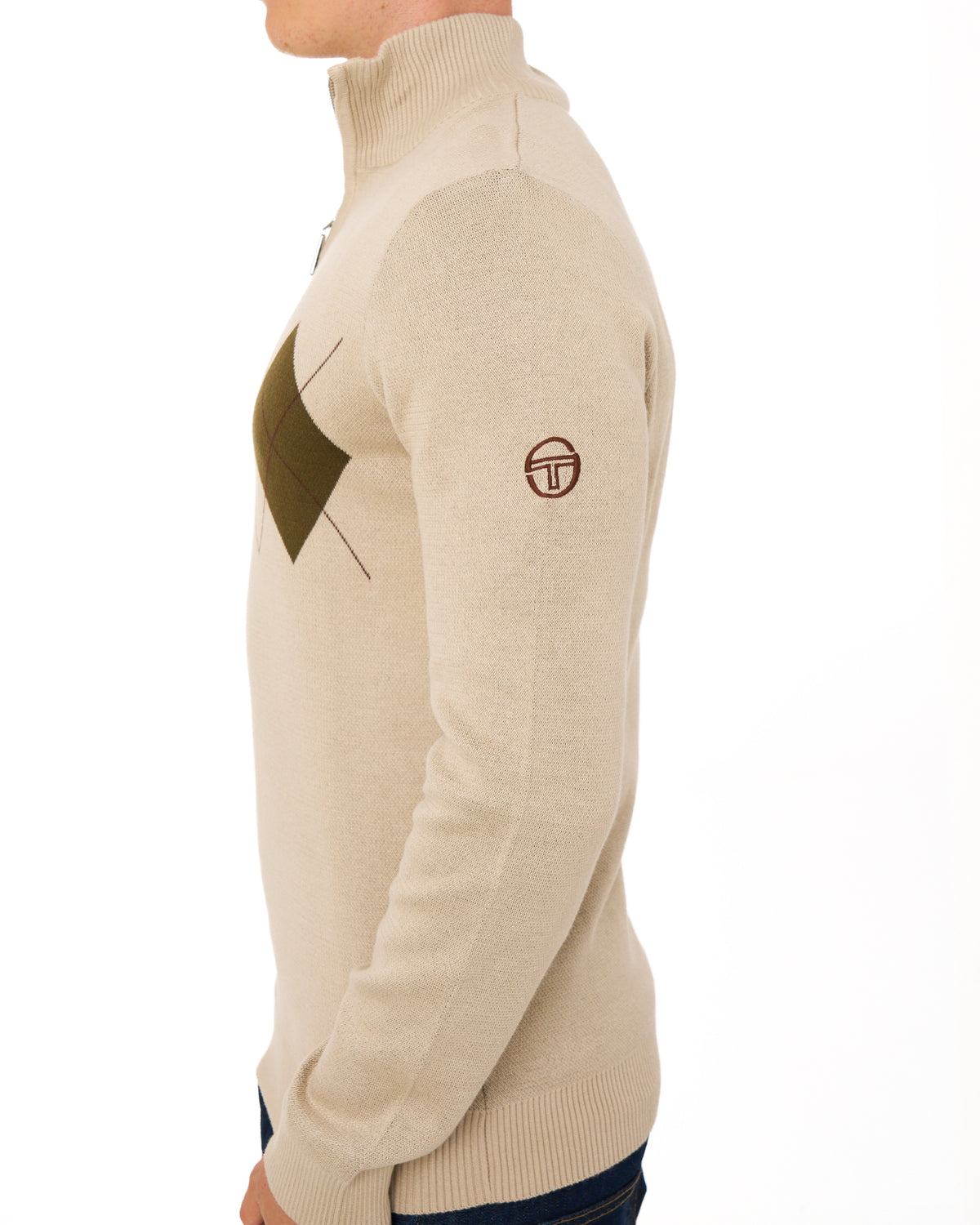 Sergio Tacchini Argyle 1/4 Zip Knit Light Sand
