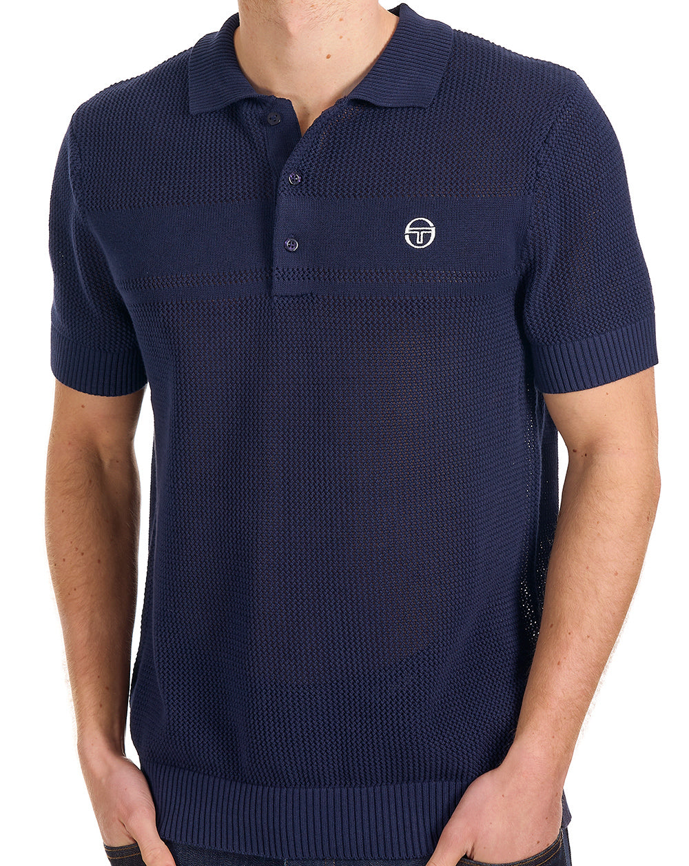 Strukturiertes Strickpolo von Sergio Tacchini in Marineblau
