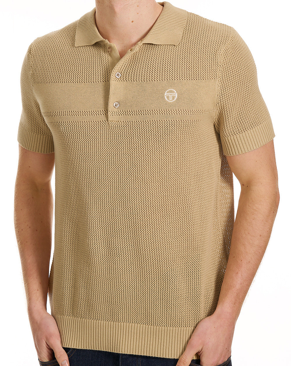 Sergio Tacchini Strukturiertes Strickpolo Sand