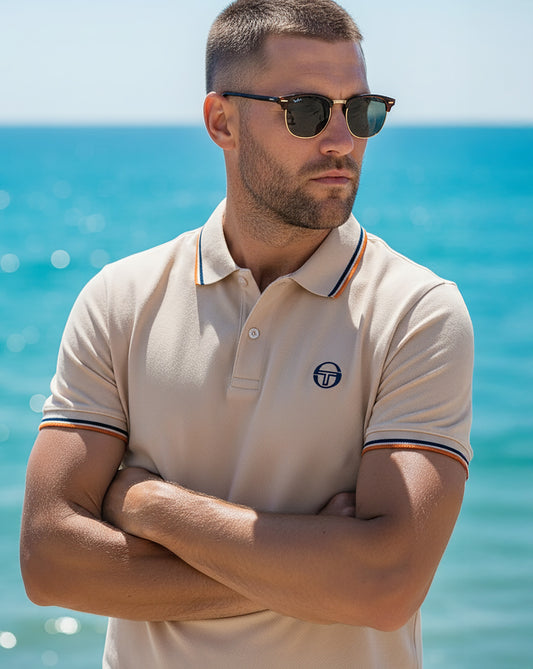 Sergio Tacchini Sergio Tacchini Polohemd mit Farbverlauf, Sandfarben/Marineblau/Orange