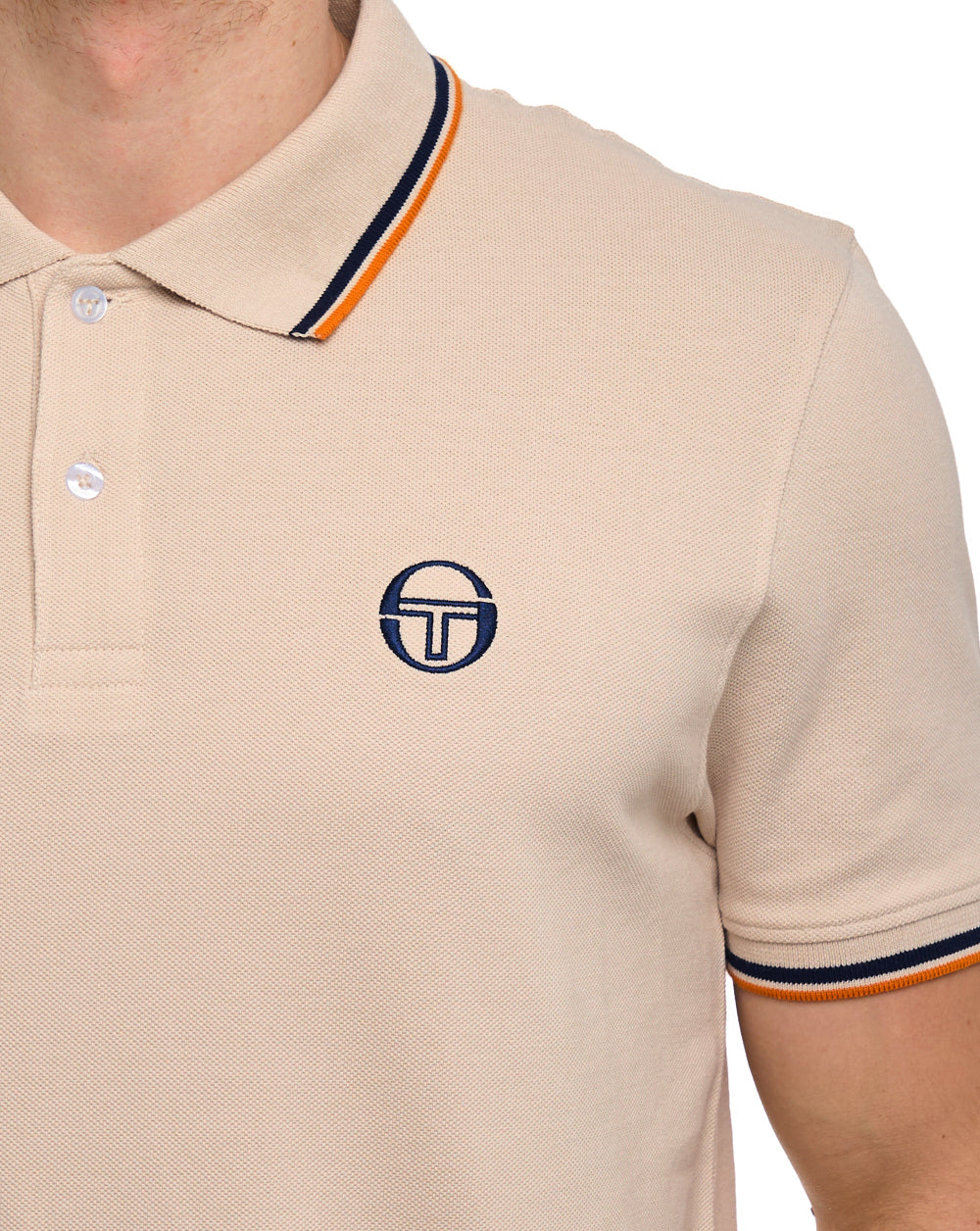 Sergio Tacchini Polohemd mit Farbverlauf, Sandfarben/Marineblau/Orange
