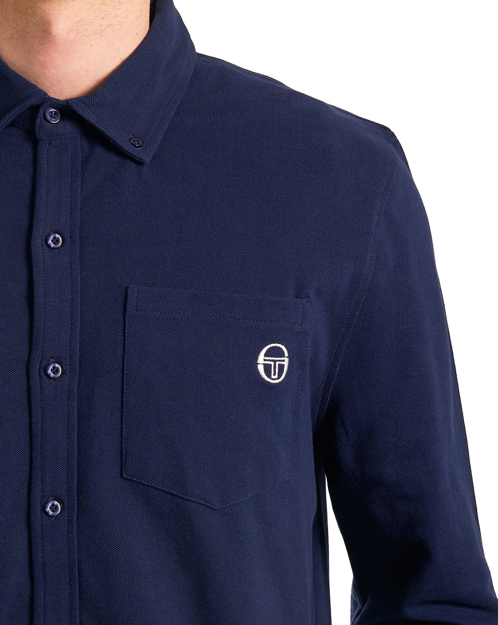 Sergio Tacchini Lanz Pique Shirt Navy Blue