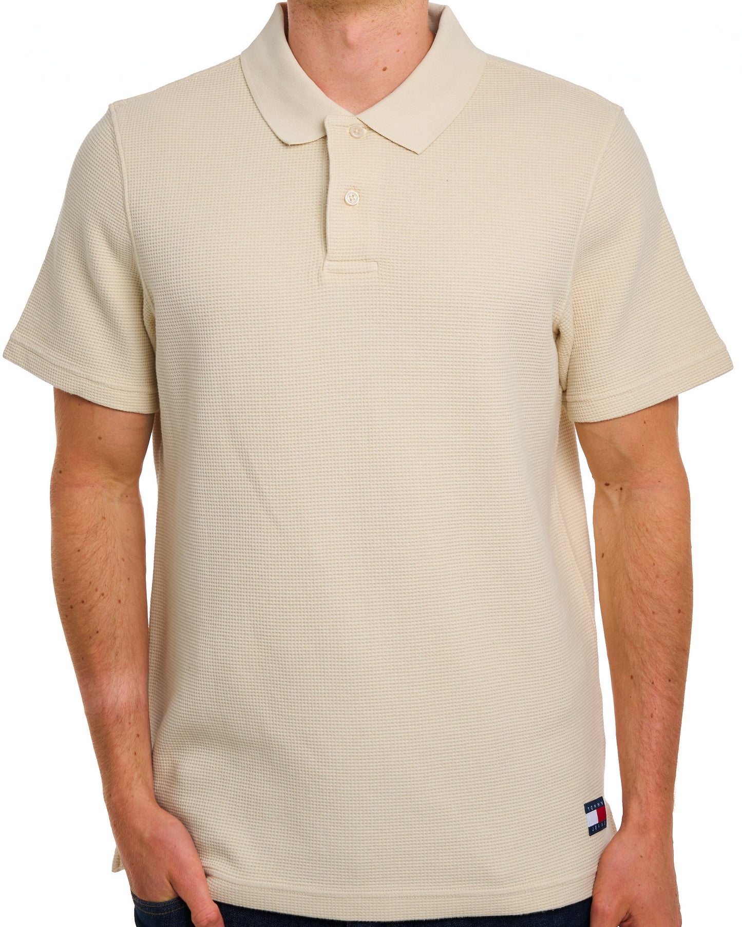 Tommy Jeans Washed Waffle Polo Calico White