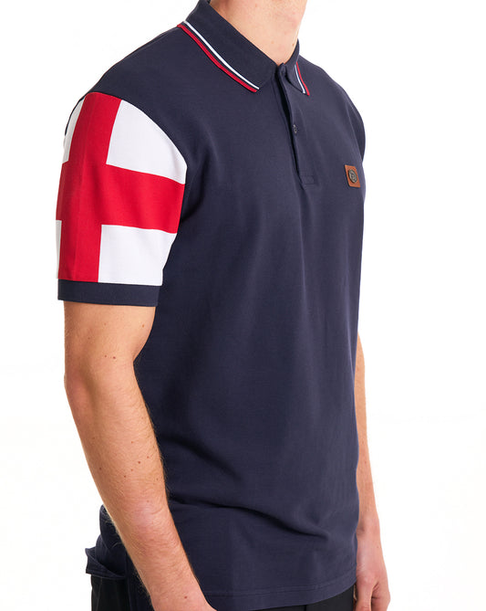Trojan Trojan England Flag Sleeve Polo Navy