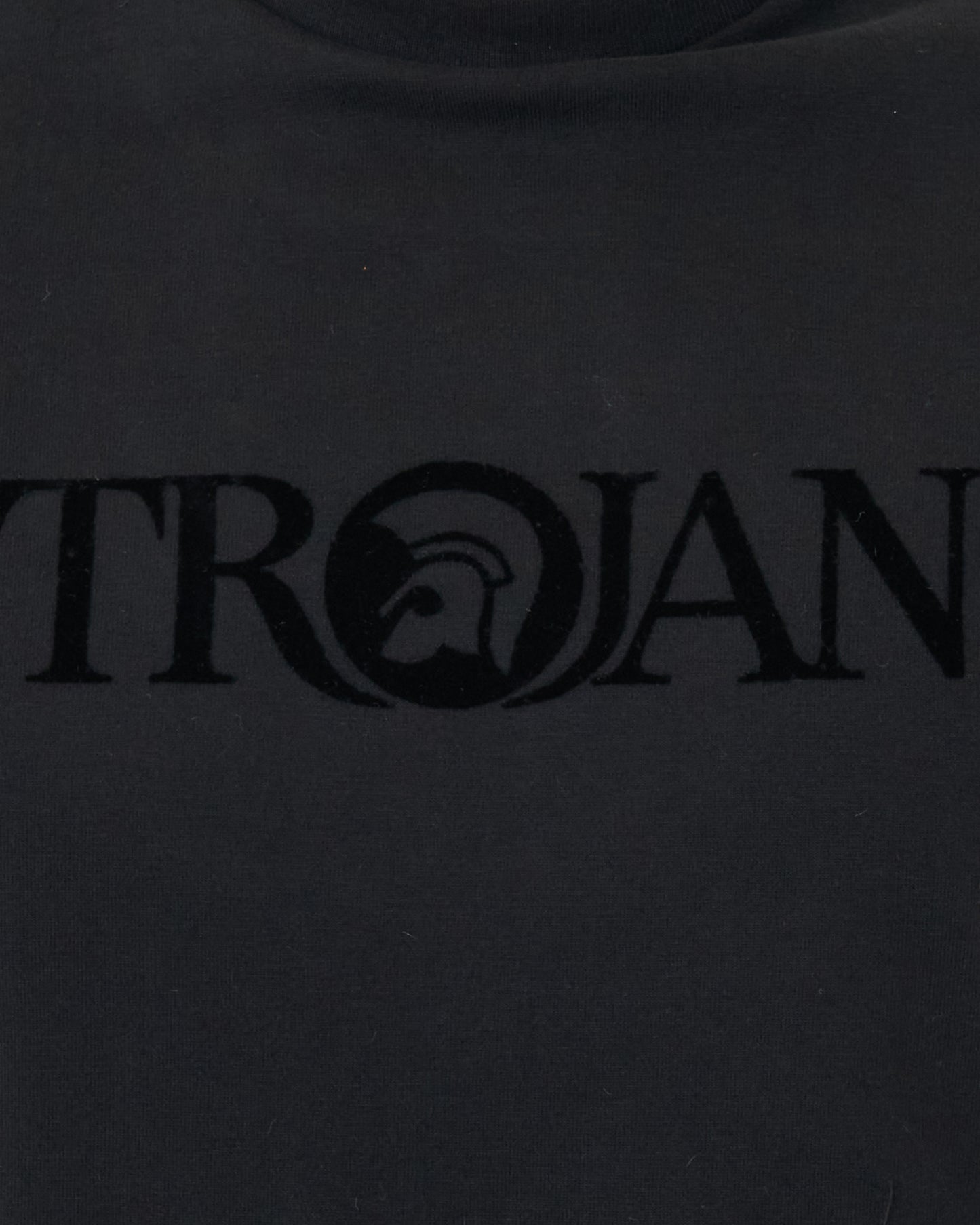 Trojan Self-Flock Print T Shirt Black