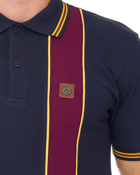 Trojan Trojan Stripe Pique Polo Navy/Maroon