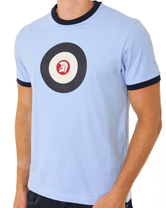Trojan Trojan Target Ringer T Shirt Powder Blue/Navy/Red