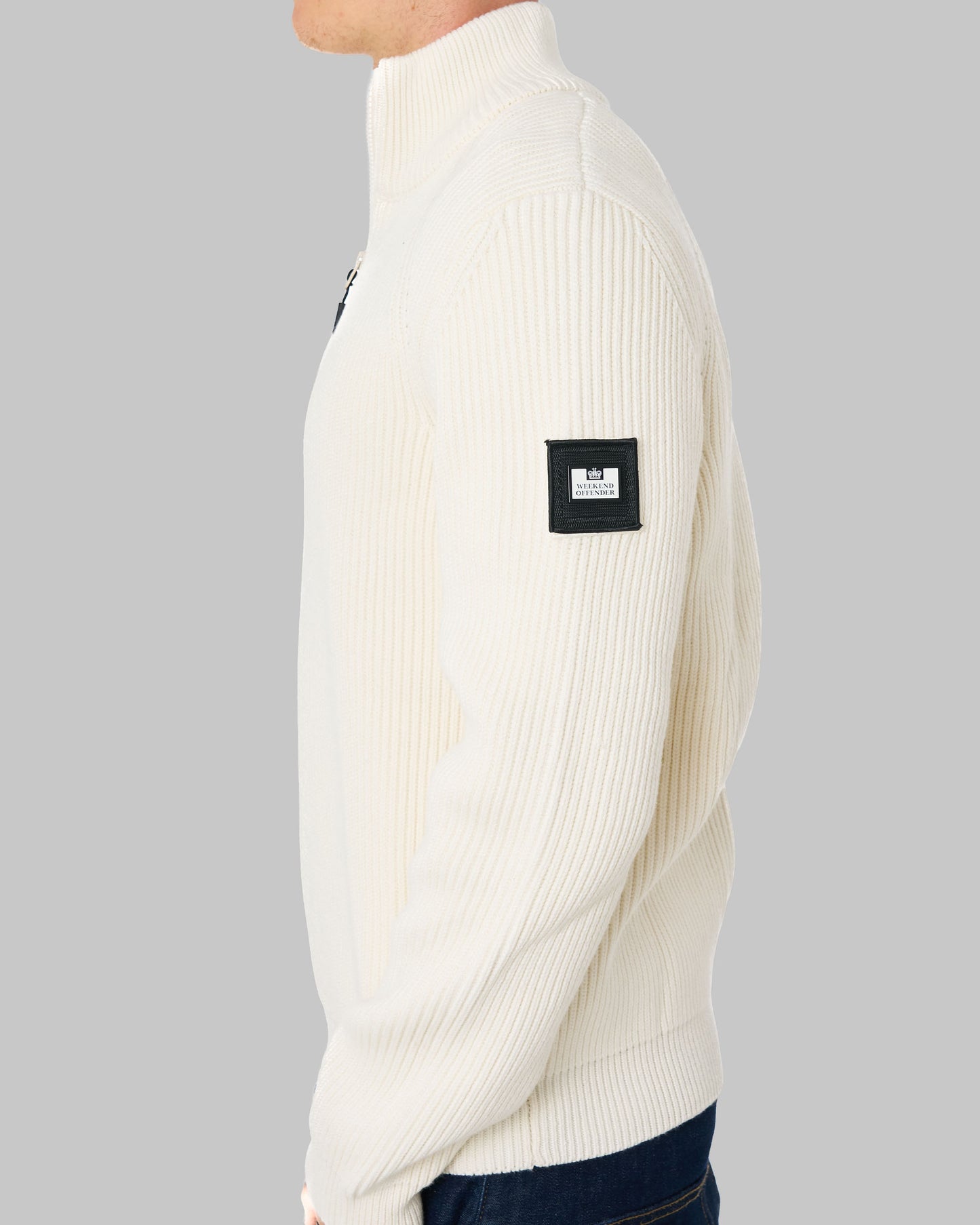 Weekend Offender Snetterton 1/4 Zip Knitted Jumper Ivory