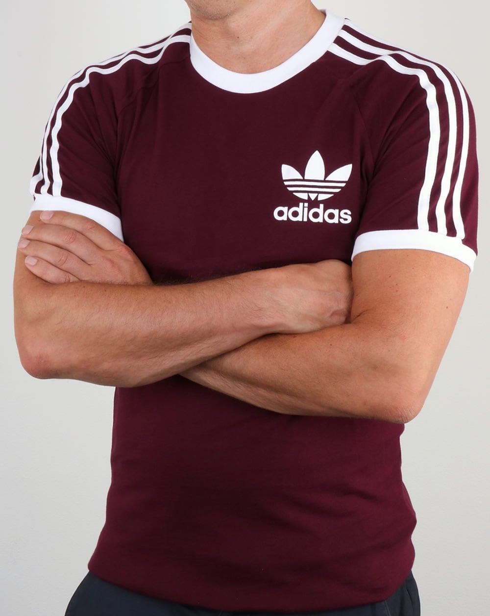 Adidas Originals 3 Stripes T Shirt Maroon