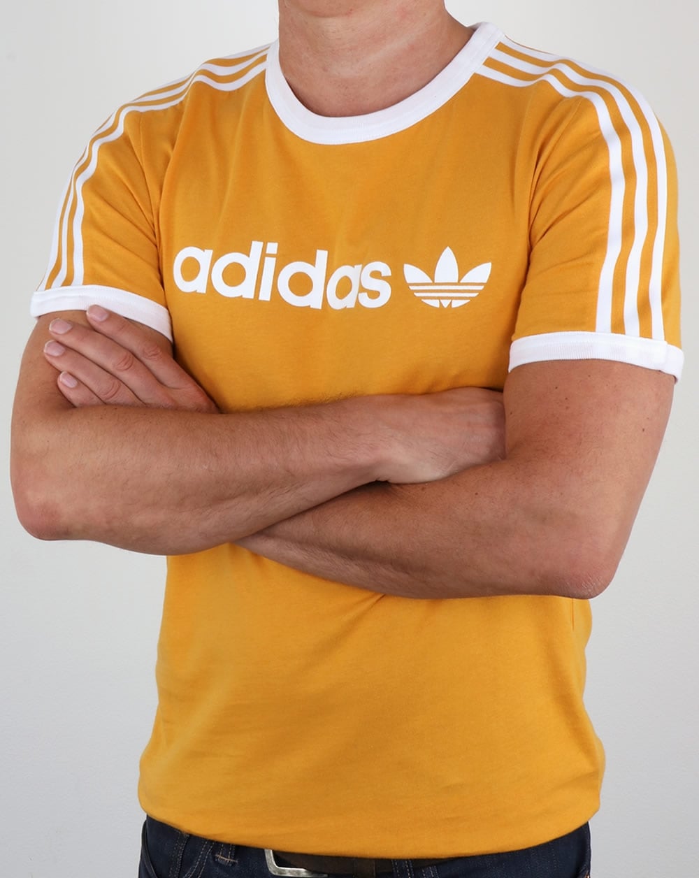 Adidas Originals Ringer Linear T Shirt Yellow Gold