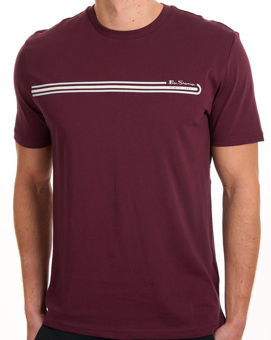 Ben Sherman Ben Sherman Core Stripe T-Shirt Aubergine