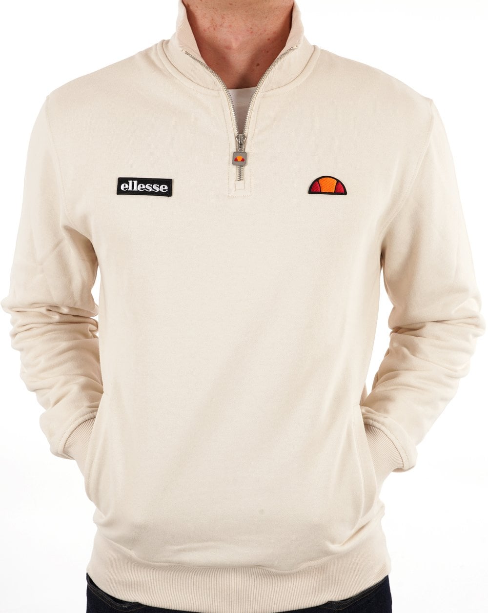 Ellesse 1/4 Zip Sweat Stone