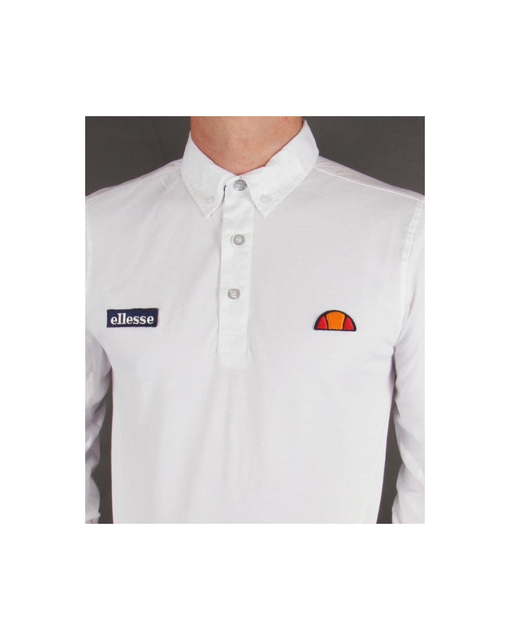 Ellesse Baresi Long Sleeve Polo Shirt White