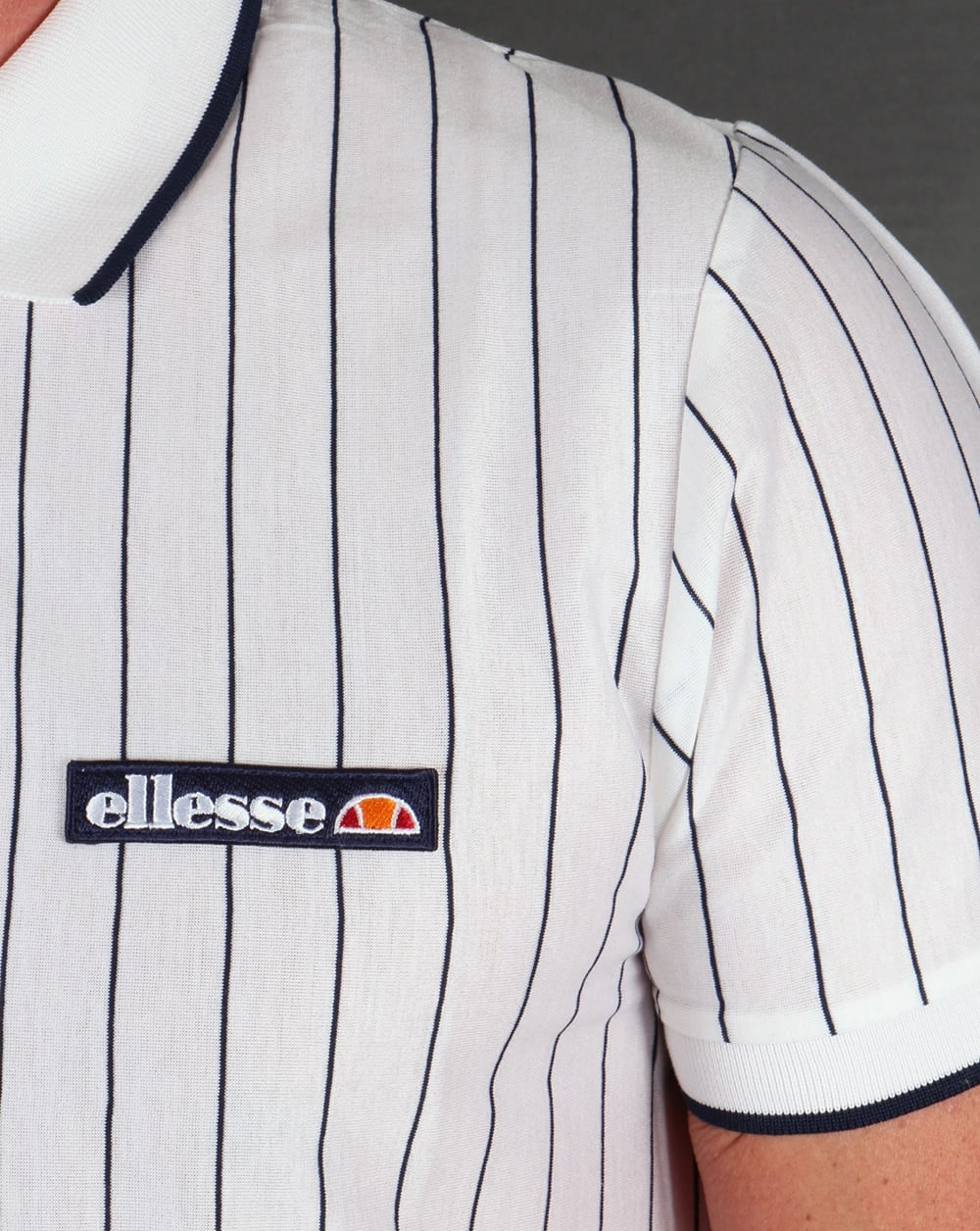 Ellesse Laz Strped Polo Shirt White