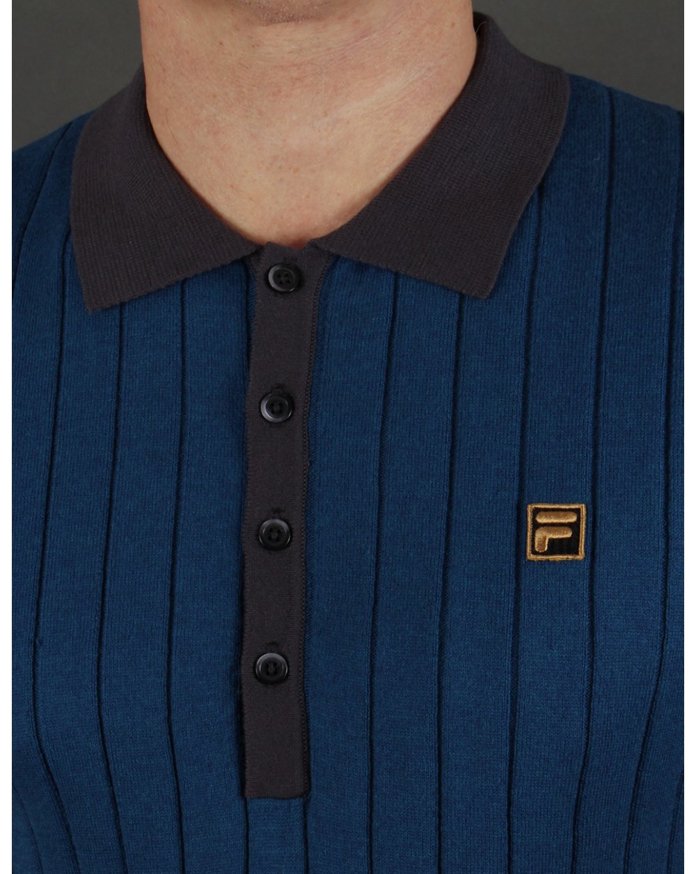 Fila Gold Bacio Knitted Polo Shirt Ink Blue