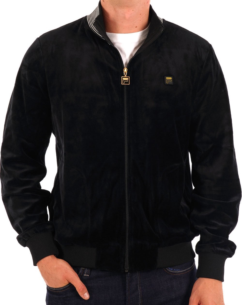 Fila Gold Cenzo Velour Track Top Black