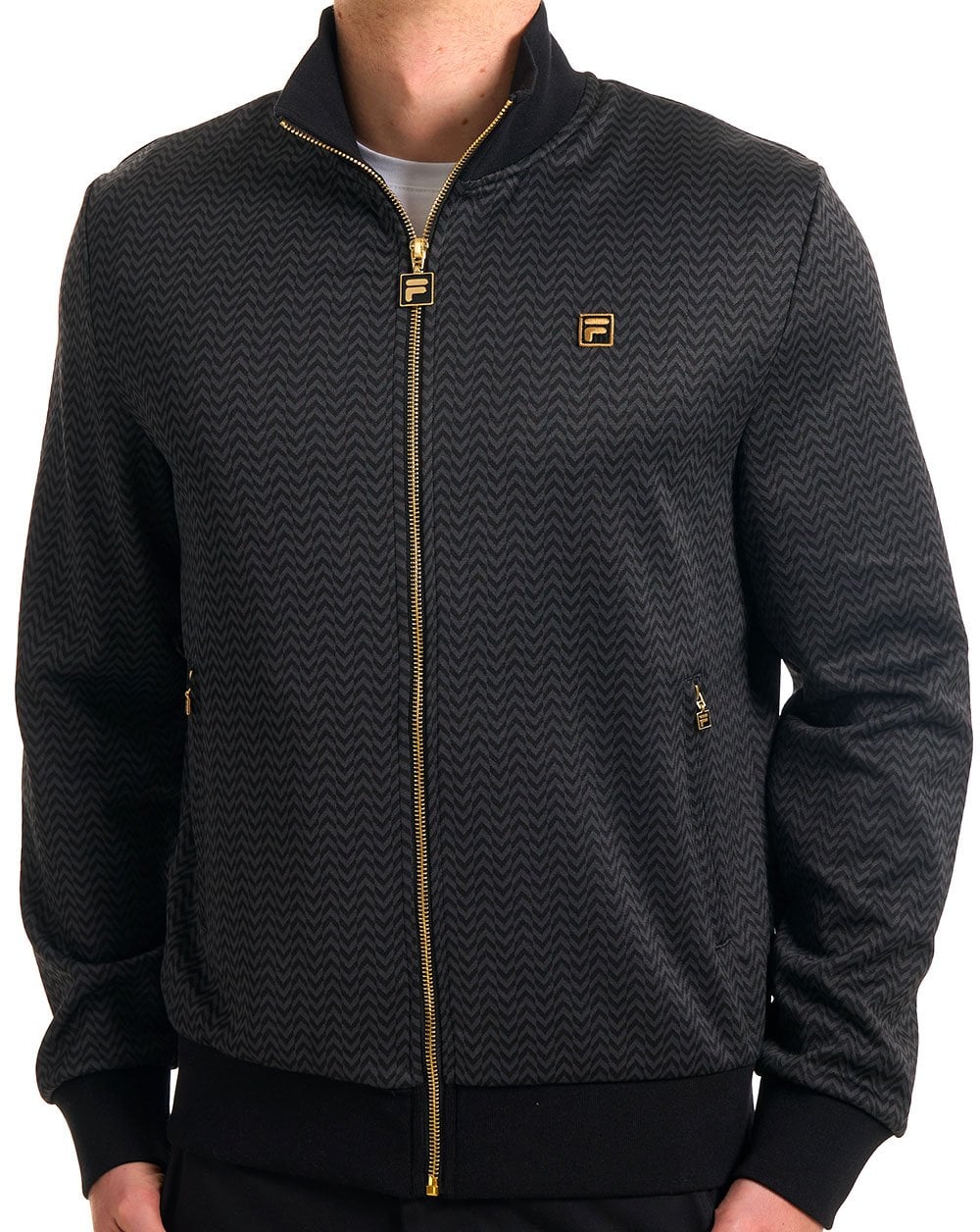 Fila Gold Mathers Fischgrät-Trainingsjacke Schwarz