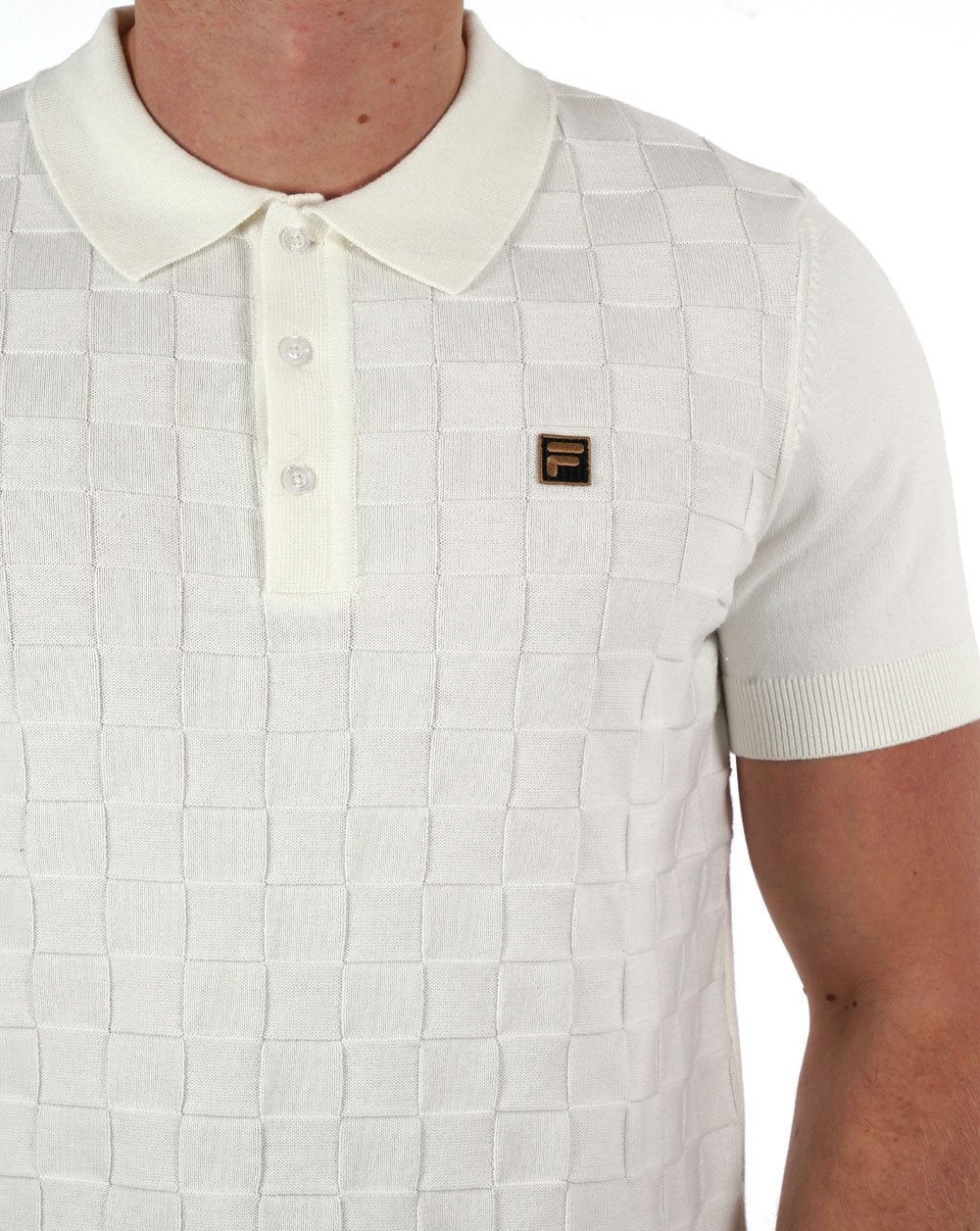 Fila Gold Square Knit Polo Off White