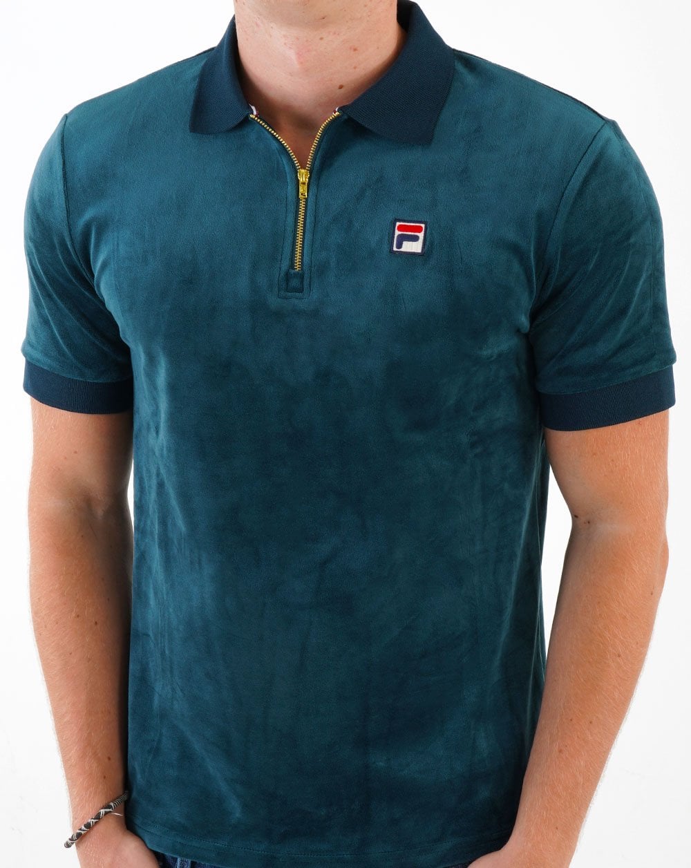 Fila Vintage Devon Velour Polo Dark Teal