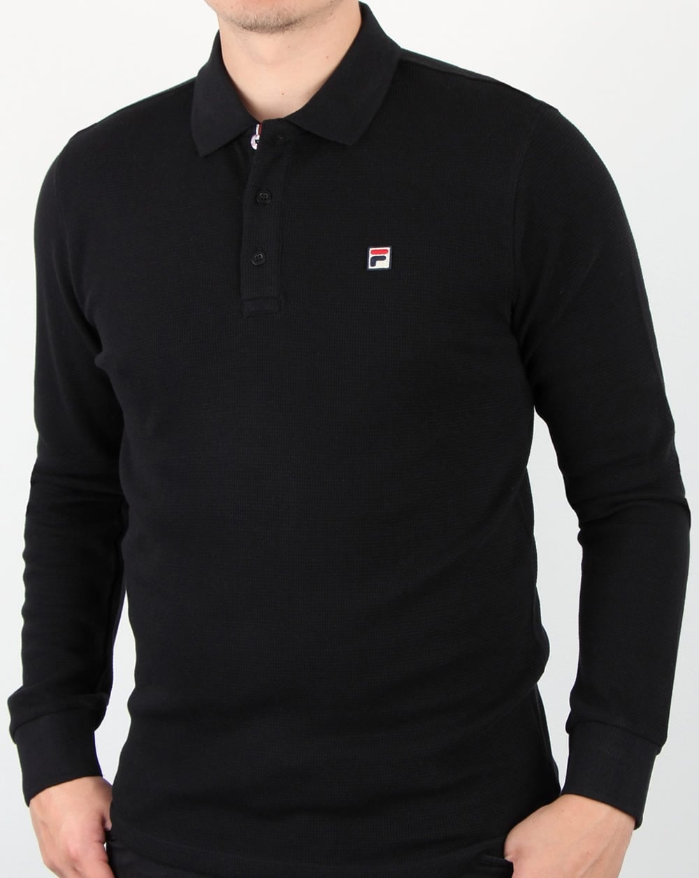 Fila Vintage Long Sleeve Polo Shirt Black