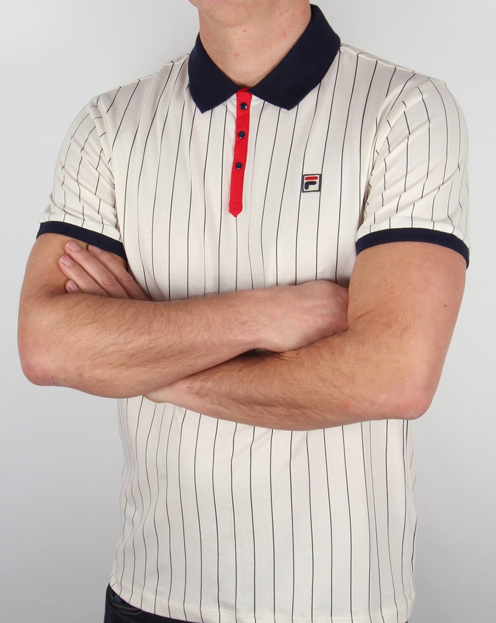 Fila Vintage Mk1 Settanta Polo Shirt Gardenia/Navy/Red