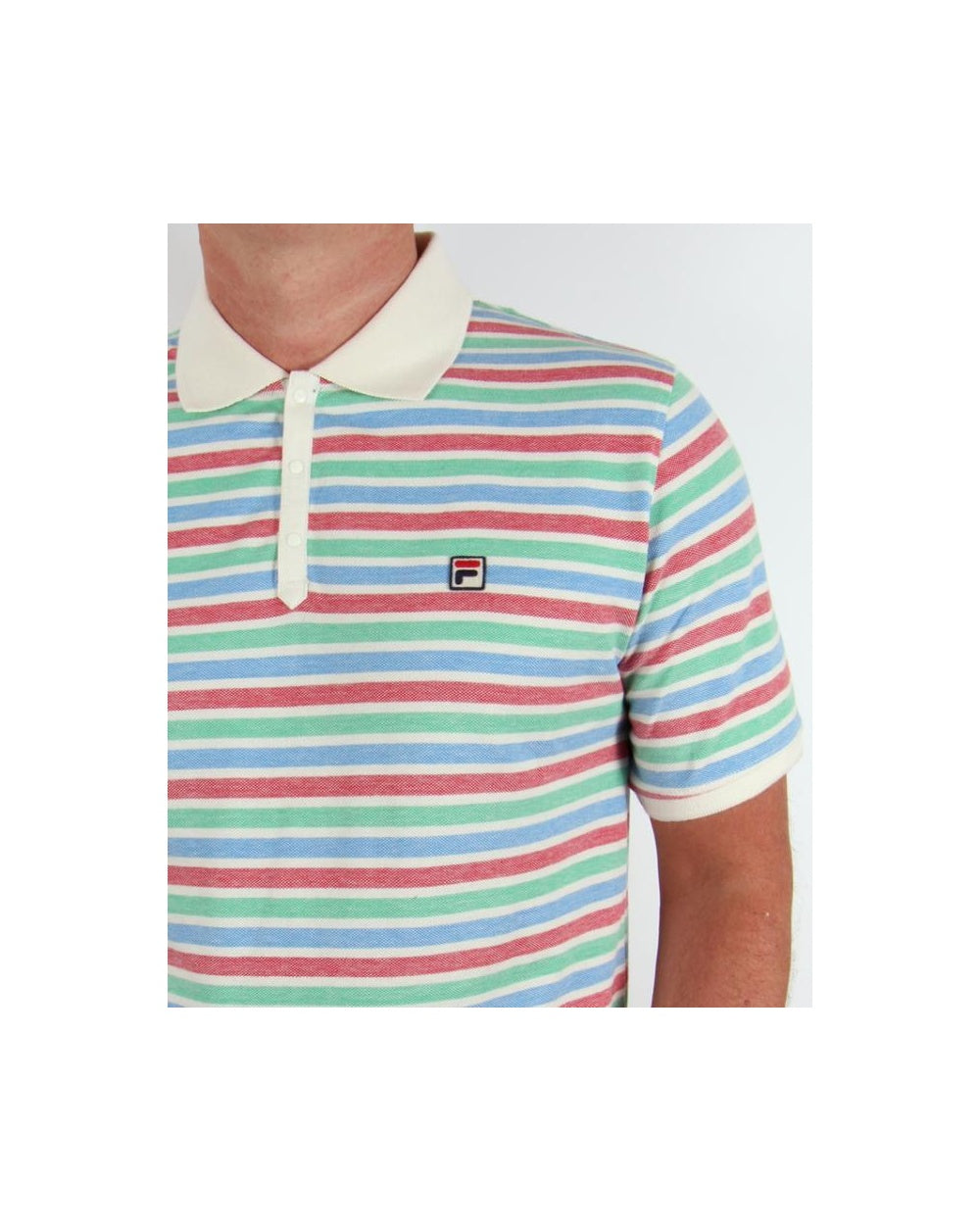 Fila Vintage Paradocks Striped Polo Shirt Gardenia/Red/Green