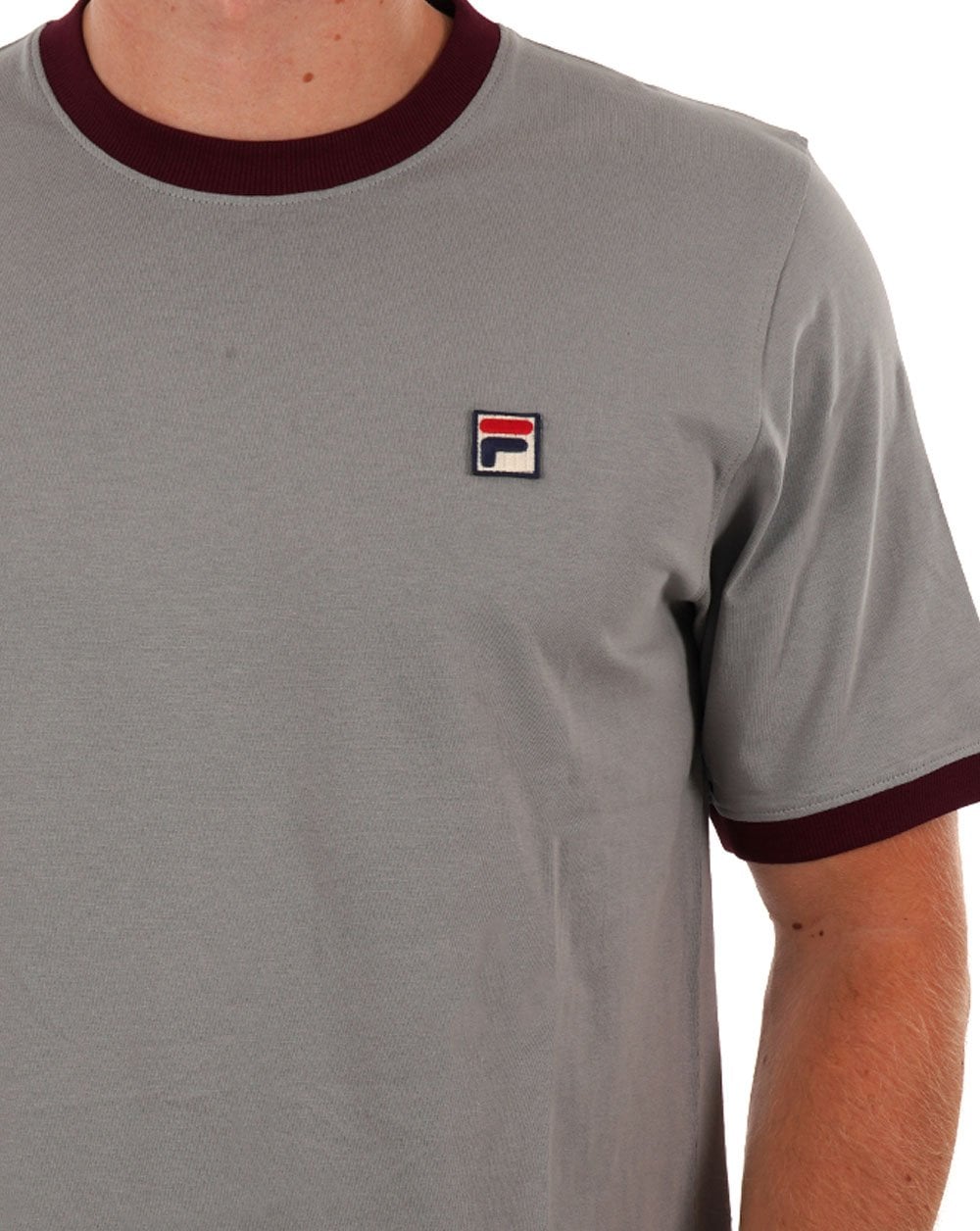 Fila Vintage Ringer T Shirt Sharkskin / Wine