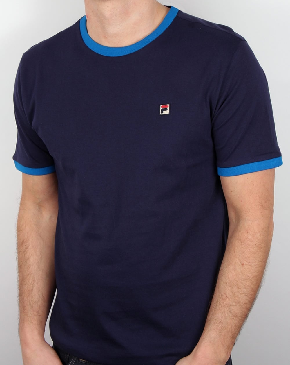 Fila Vintage Ringer T Shirts Twin Pack White/Navy