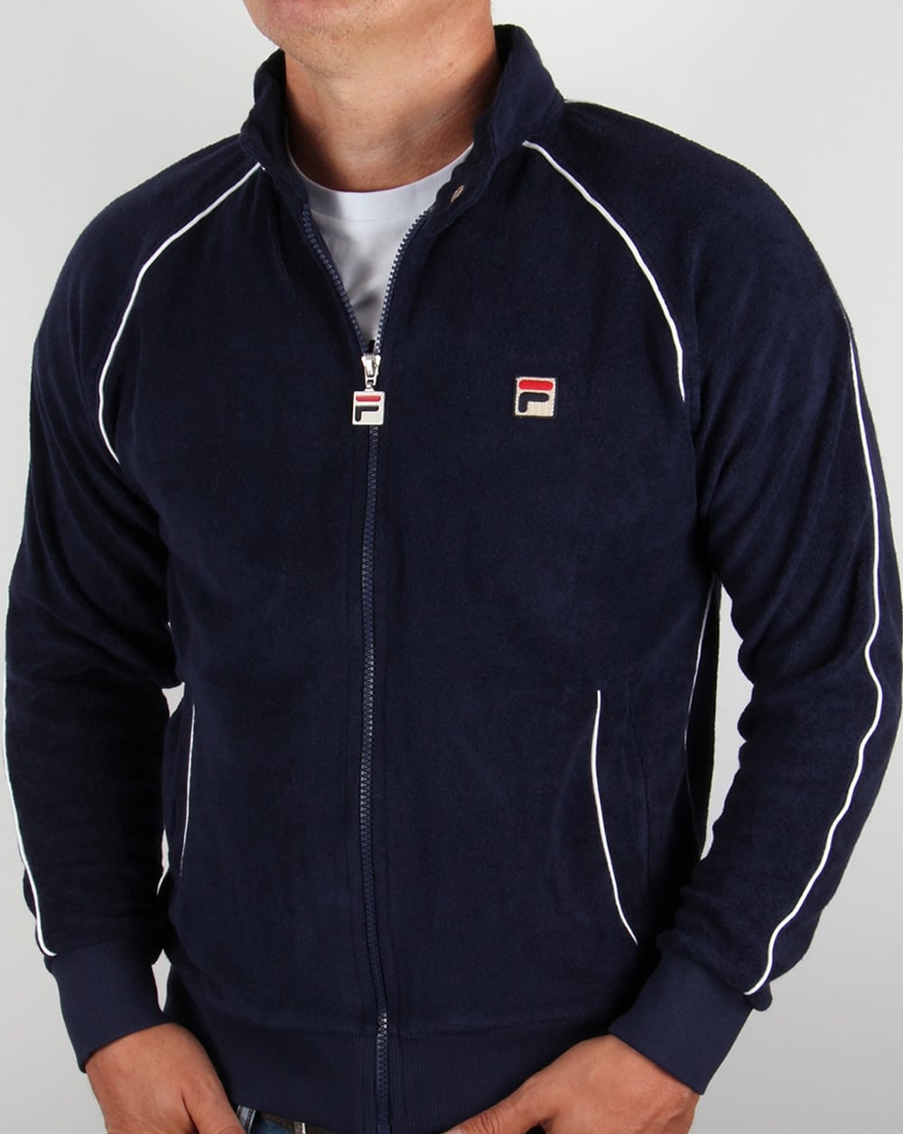 Fila Vintage Terry Biker Track Top Navy