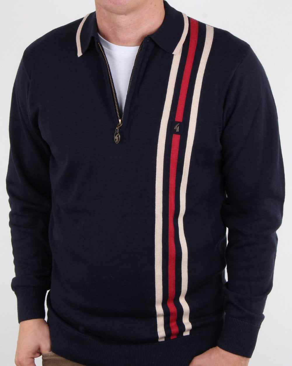 Gabicci Vintage Blade Long Sleeve Polo Navy