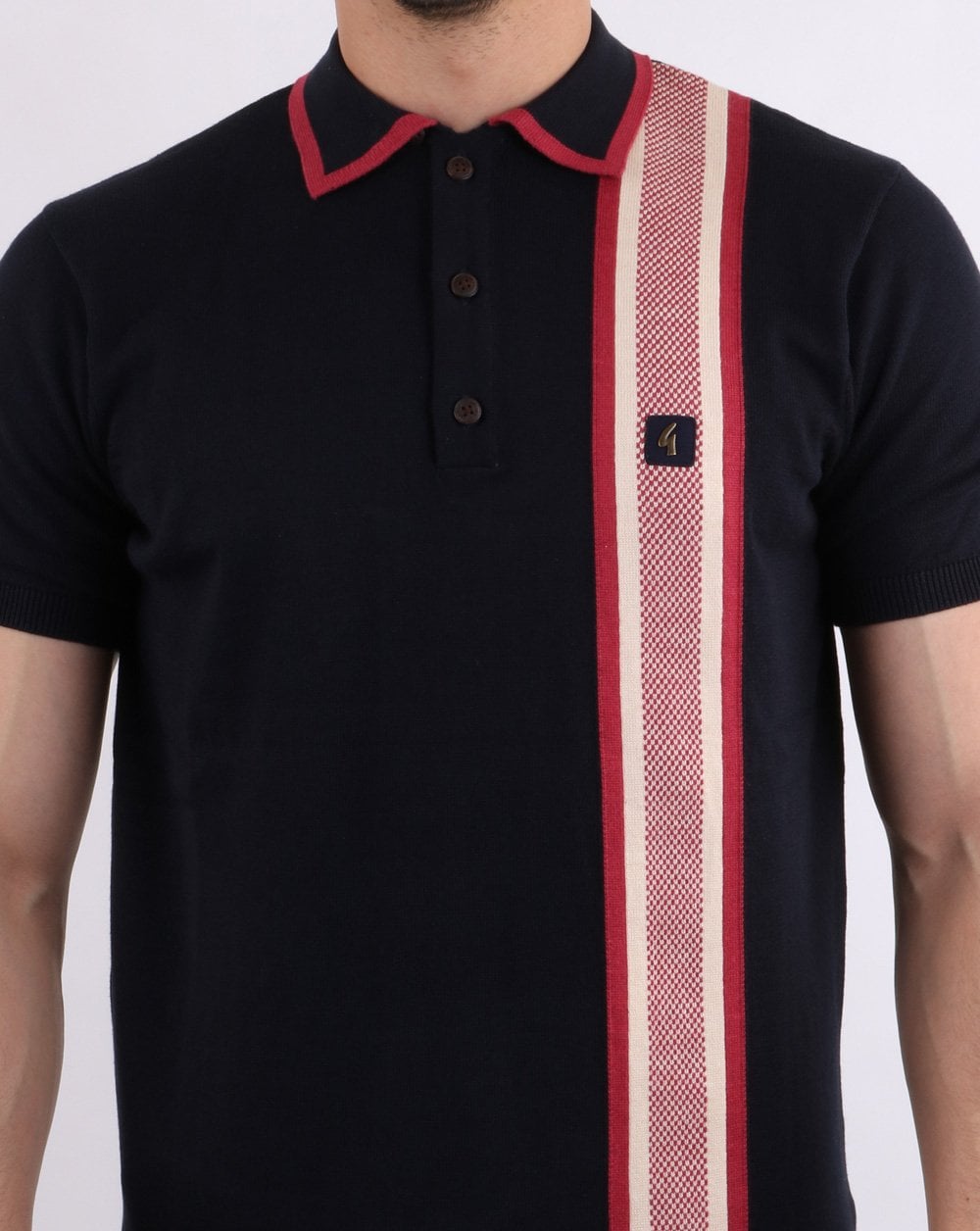 Gabicci Vintage Burbage Knitted Polo Navy