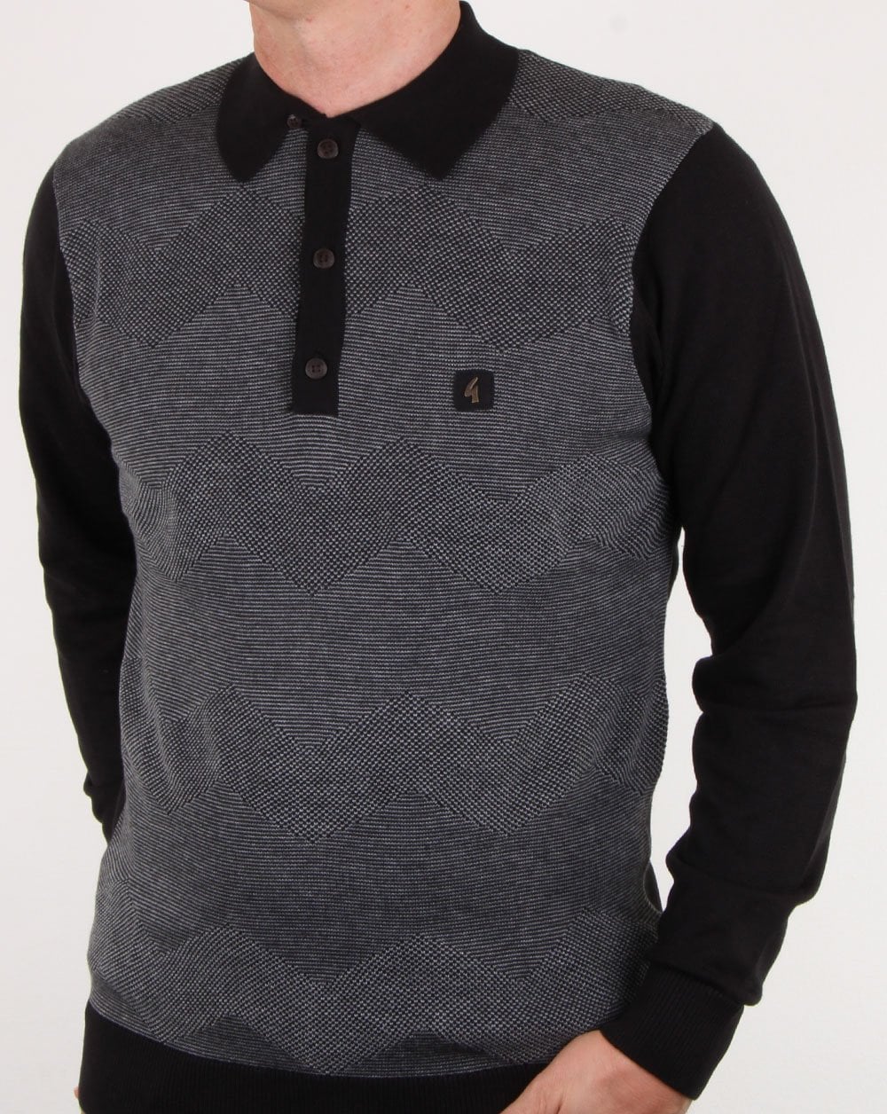 Gabicci Vintage Harcourt Long Sleeve Polo Black