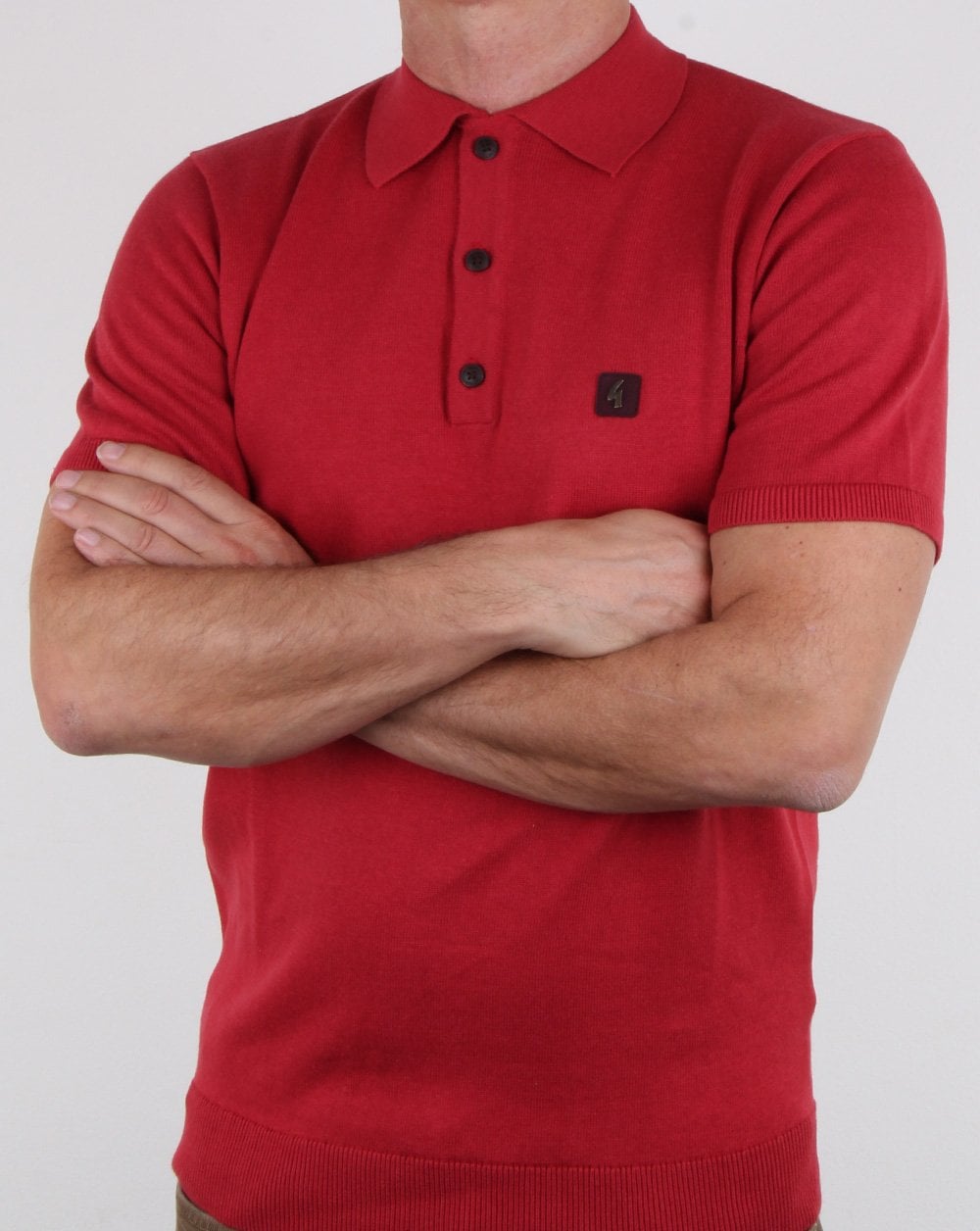 Gabicci Vintage Jackson Knitted Polo Red