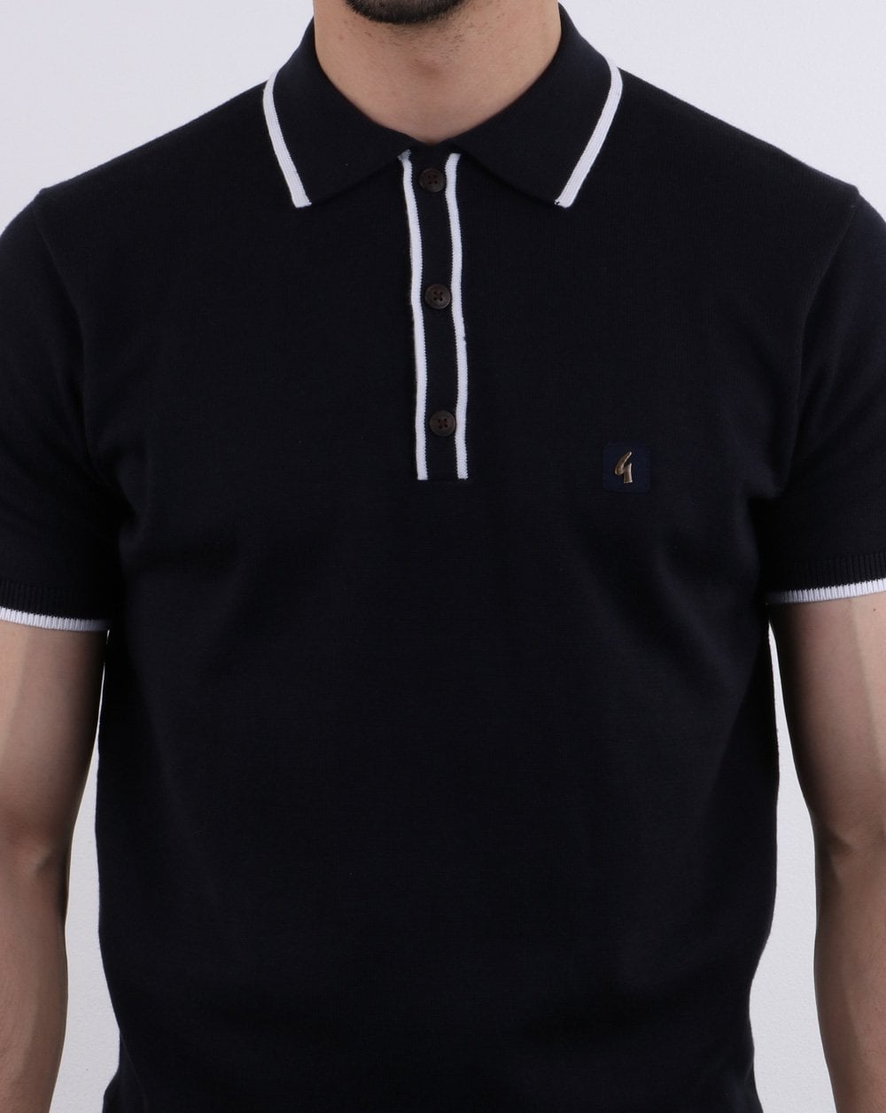 Gabicci Vintage Linekar Collar Knitted Polo Navy