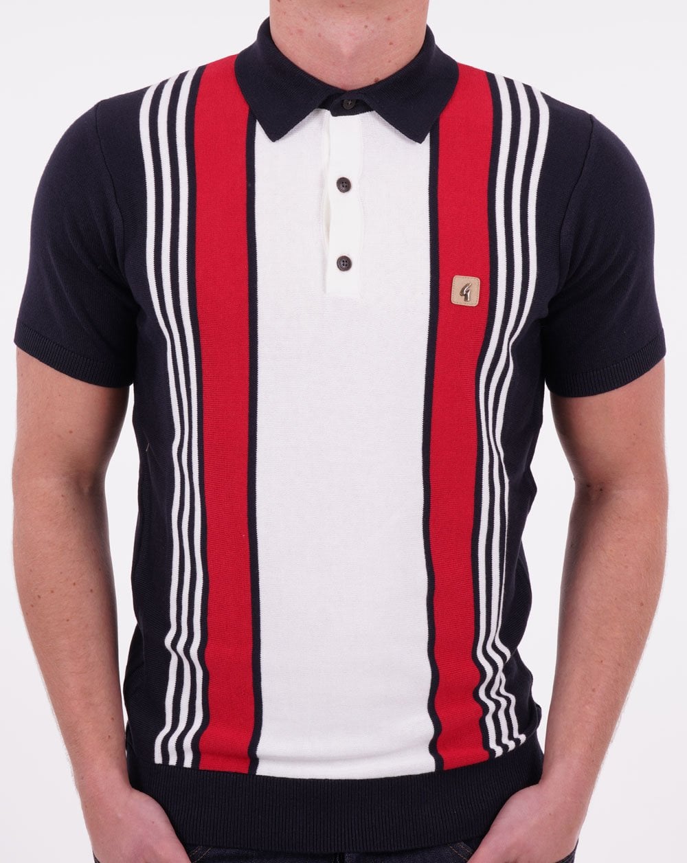 Gabicci Vintage Searle Knitted Polo Shirt Navy
