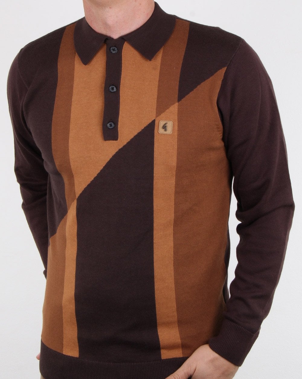 Gabicci Vintage Texas Long Sleeve Polo Espresso