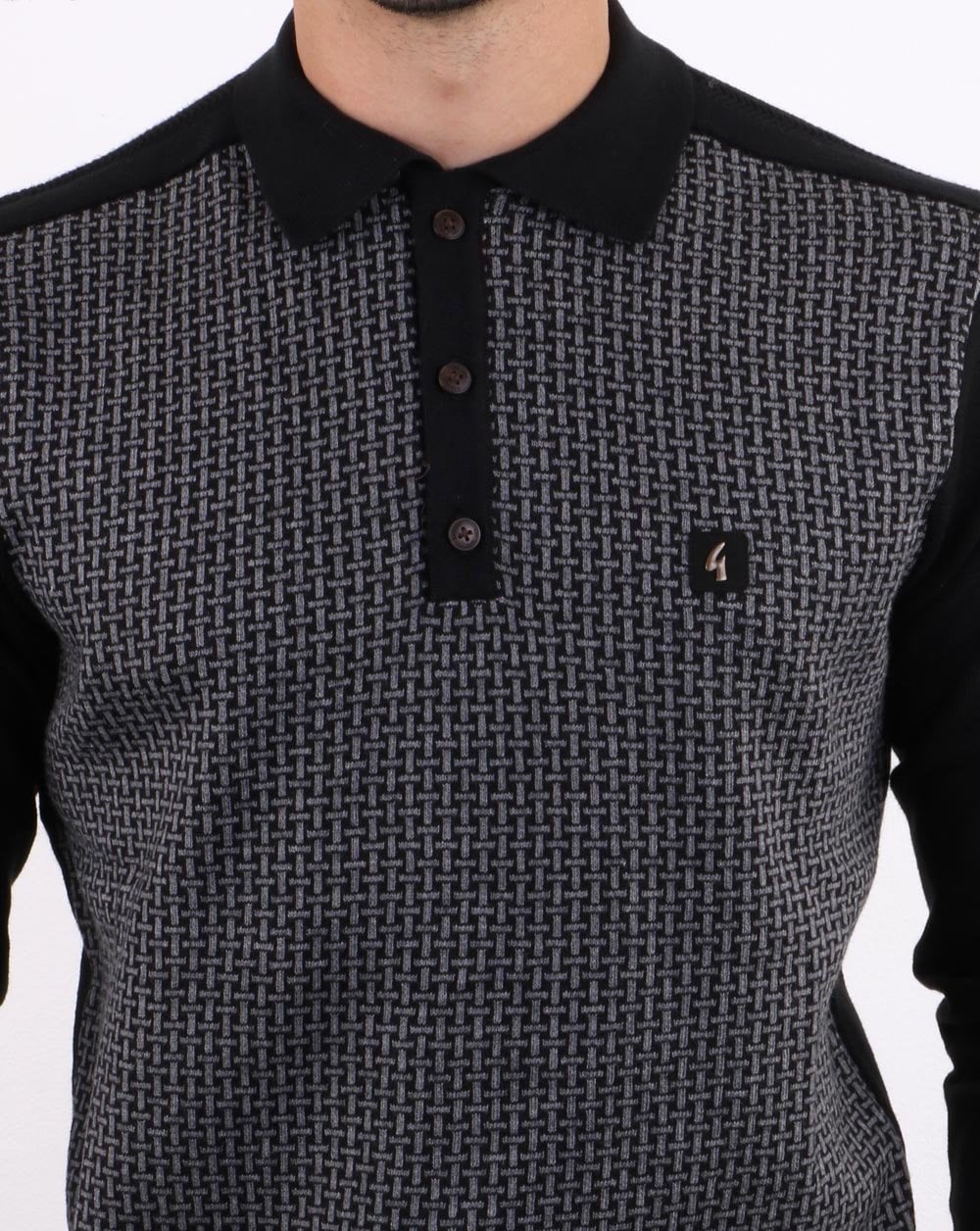 Gabicci Vintage Weaver Polo Shirt Black