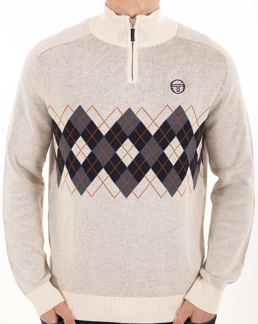 Sergio Tacchini 1/4 Zip Diamond Knit Gardenia