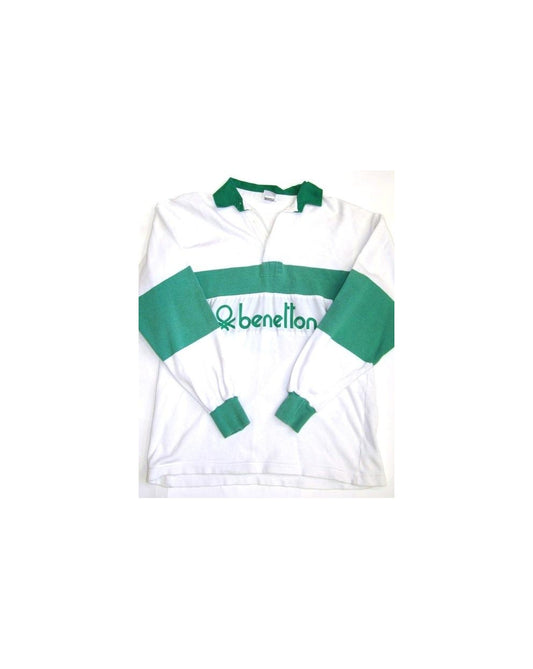 Benetton Benetton Rugby Vintage 80er Sweatshirt Weiß/Grün