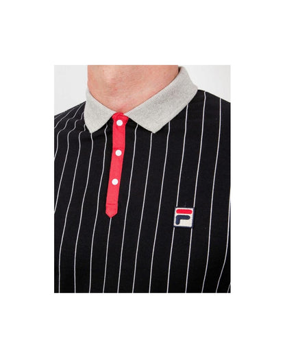 Fila Vintage Mk1 Settanta Poloshirt Schwarz/Grau/Rot