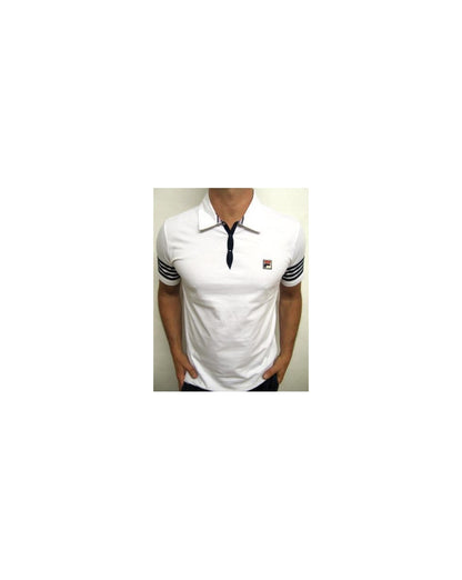 Fila Vintage 4-Streifen-Poloshirt Weiß/Marineblau