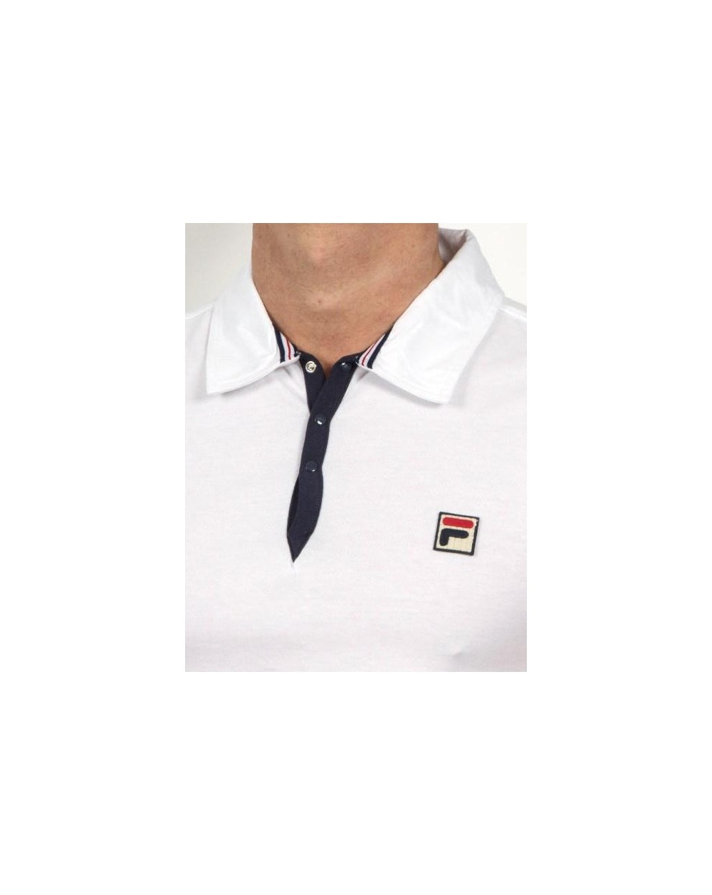Fila Vintage 4-Streifen-Poloshirt Weiß/Marineblau