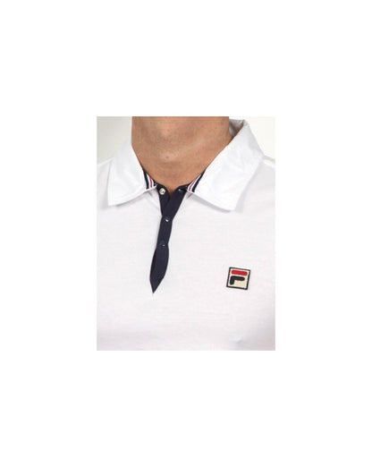Fila Vintage 4-Streifen-Poloshirt Weiß/Marineblau