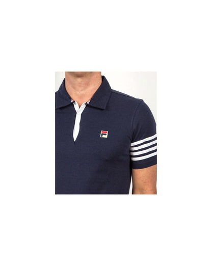 Fila Vintage 4-Streifen-Poloshirt Marineblau/Weiß